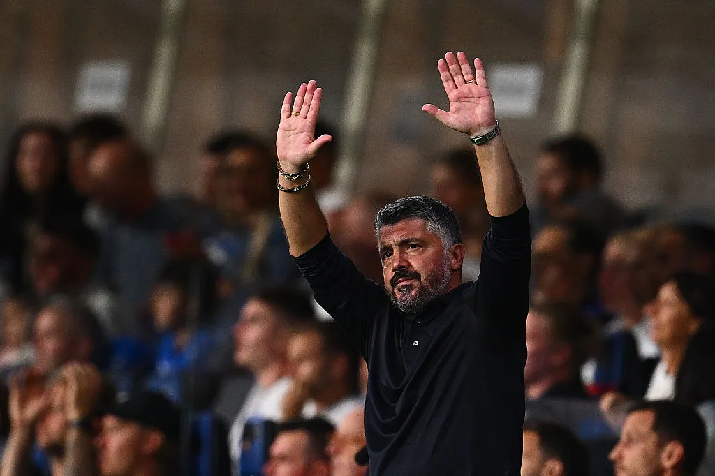 BERGAMO, ITALY – SEPTEMBER 05: Coach Gennaro Gattuso of Italy gesture during the FIFA World Cup 2026 qualifier match between Italy and Estonia at Stadio di Bergamo on September 05, 2025 in Bergamo, Italy. (Photo by Mattia Ozbot/Getty Images)