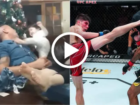 Tiene recién un año: bebé de La Jaula patea igualito al papá