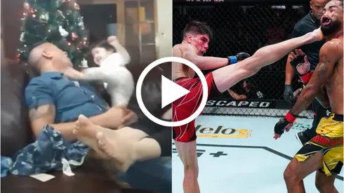 Bebé de Ignacio 'Jaula' Bahamondes sorprende conectando increíbles patadas a su abuelo (Foto: captura)