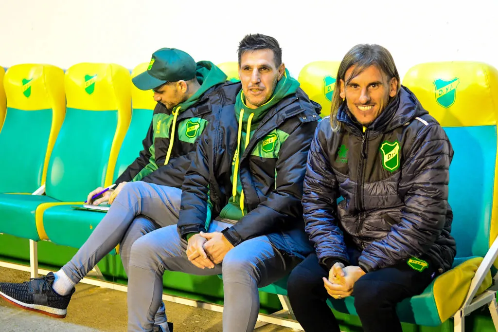 Nico Diez junto a Sebastián Beccacece en Defensa y Justicia (Getty Images).