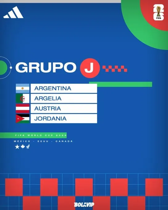 Así quedó Argentina en el Grupo J del Mundial 2026.
