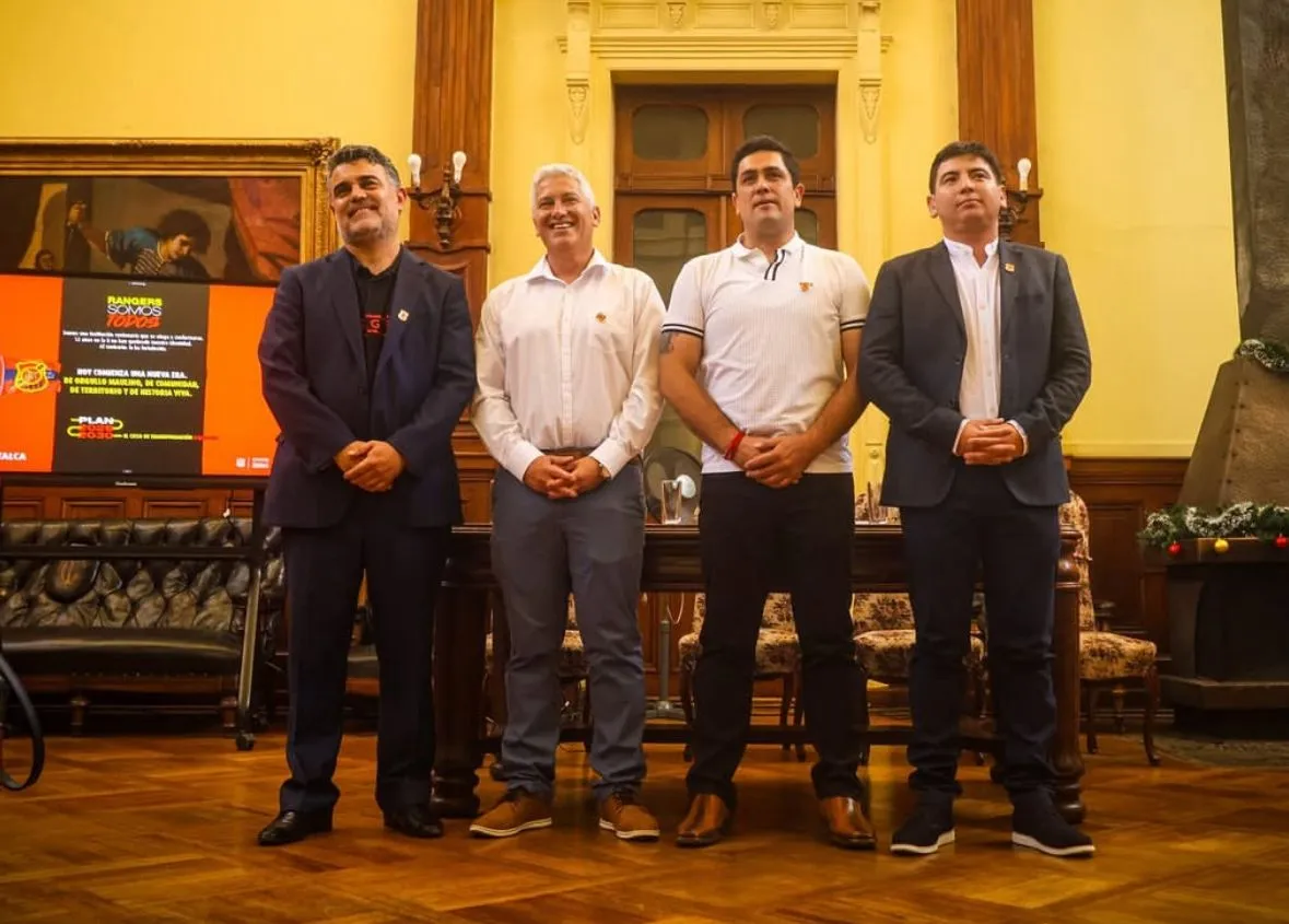 De izquierda a derecha: José Luis Fernández, Felipe Muñoz, Fabián Jaque y Daniel Mejías. (Foto: @rangersdetalca.cl)
