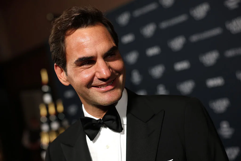 SAN FRANCISCO, CALIFORNIA – SEPTEMBER 18: Former tennis player Roger Federer reacts at the Opening Night Gala prior to the start of Laver Cup 2025 on September 18, 2025 at the Bill Graham Civic Auditorium in San Francisco, California. (Photo by Ezra Shaw/Getty Images for Laver Cup)