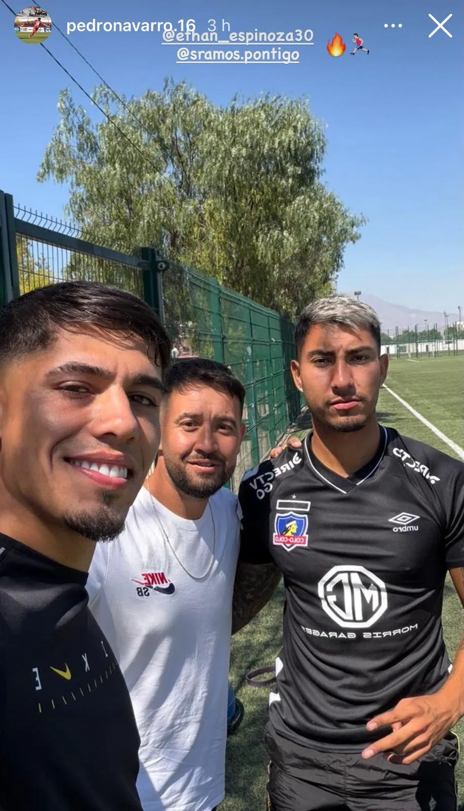 Captura de la historia de Instagram de Pedro Navarro junto a Sebastián Torres y Ethan Espinoza.