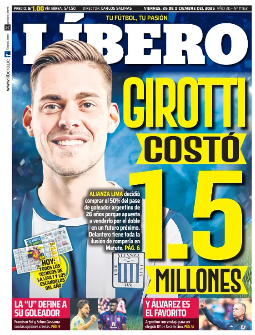 Gustavo Álvarez aparece abajo a la derecha en la portada del Líbero de Perú | FOTO: Captura