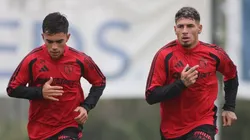 Vicente Pizarro y Alan Saldivia siguen en la pretemporada de Colo Colo a la espera de sus traspasos. (Foto: @colocolooficial)