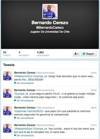 Bernardo Cerezo se burló de Universidad Católica en el pasado.