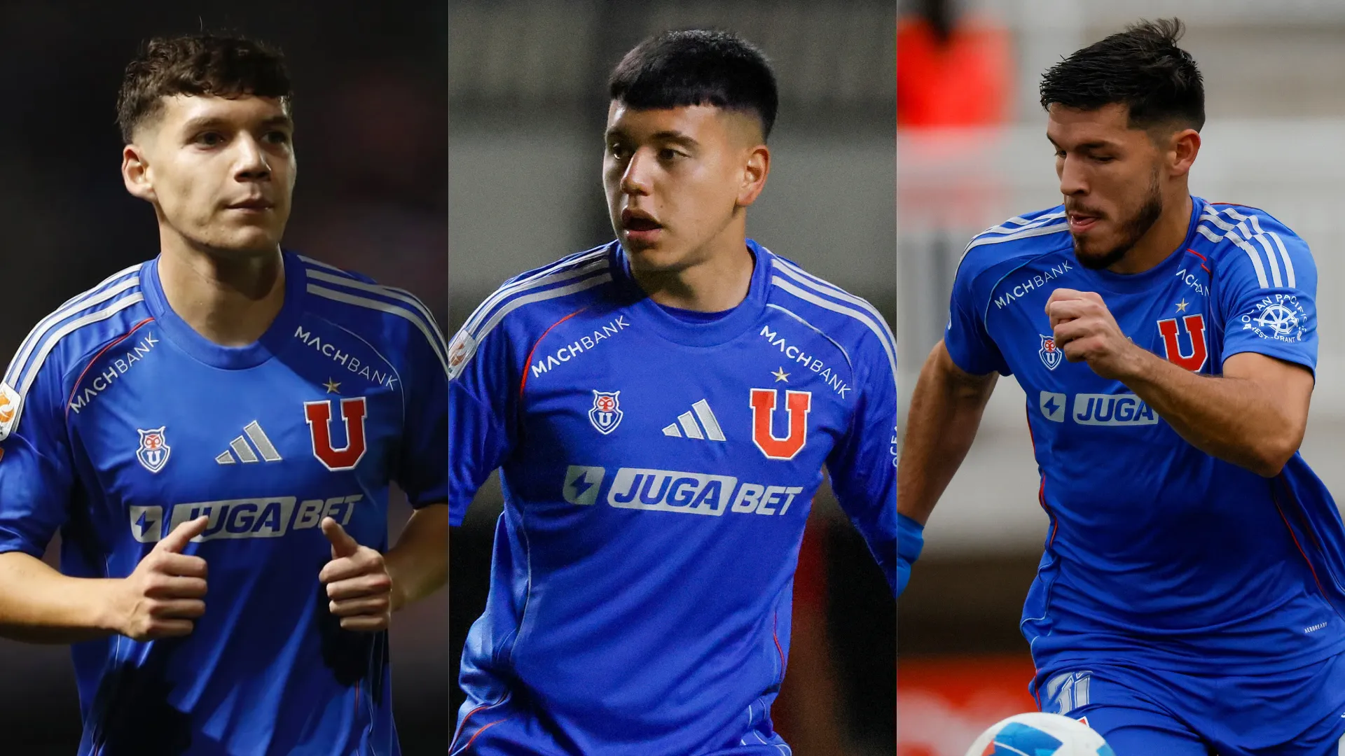 Estos son los tres sub-21 elegidos por Francisco Meneghini. (Imagen: Photosport / Universidad de Chile)