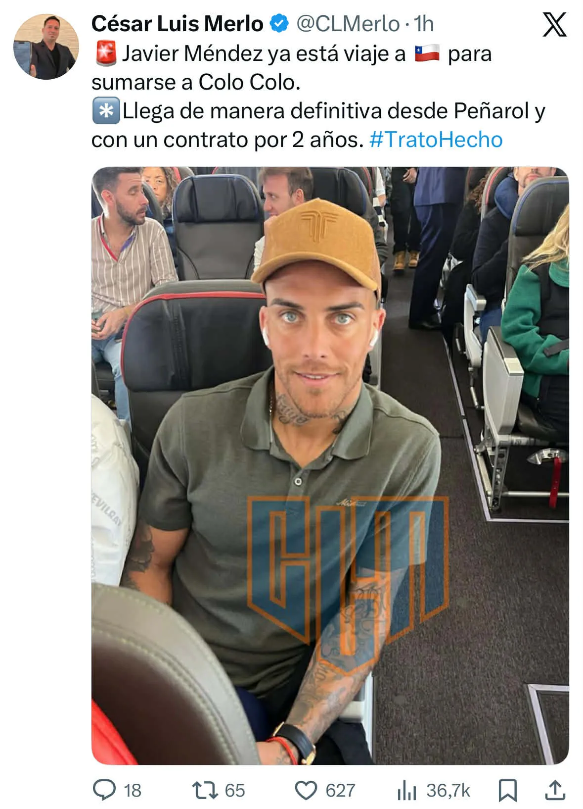 Captura de la publicación de César Luis Merlo en X.