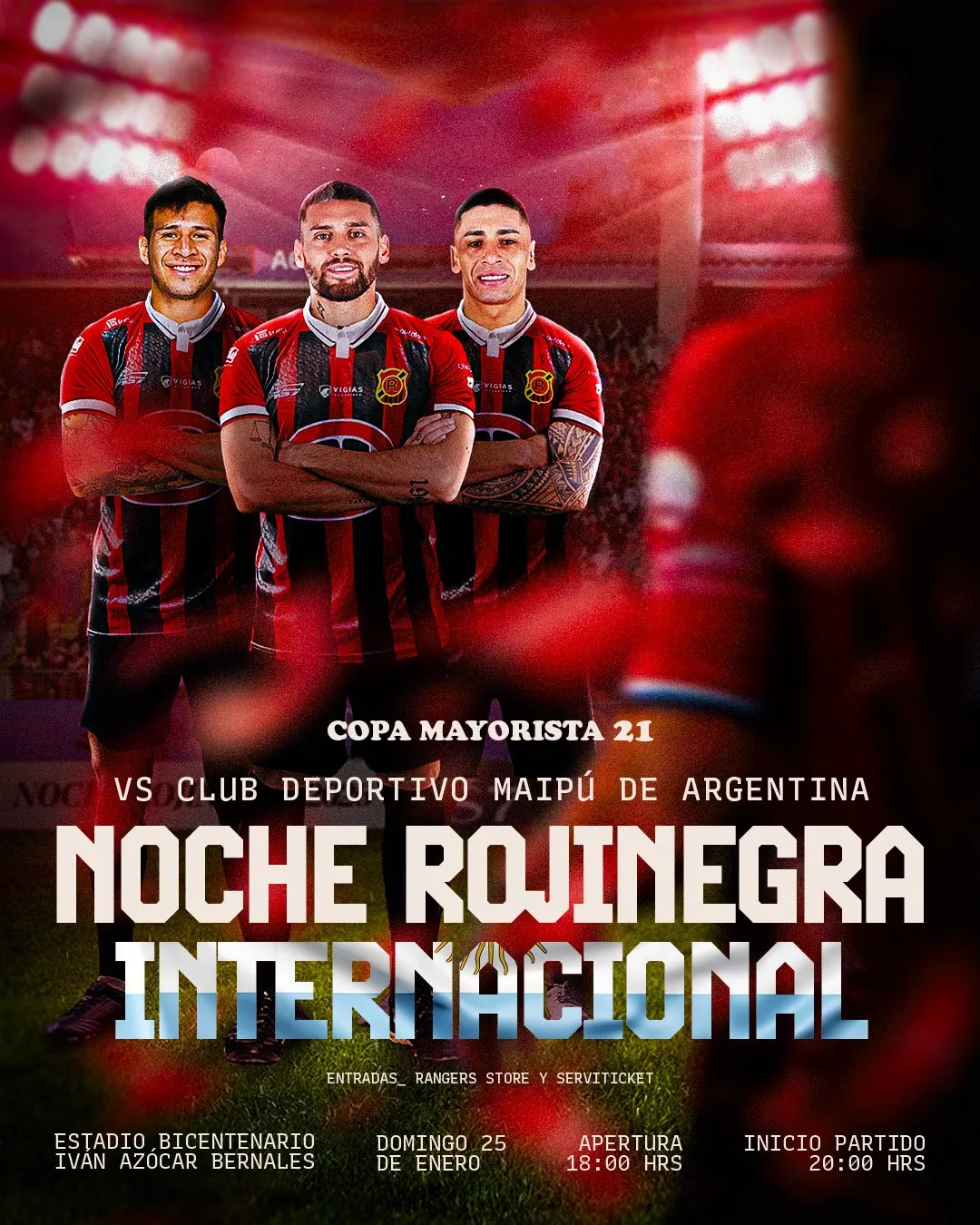 Afiche de la Noche Rojinegra. (Foto: Rangers de Talca)