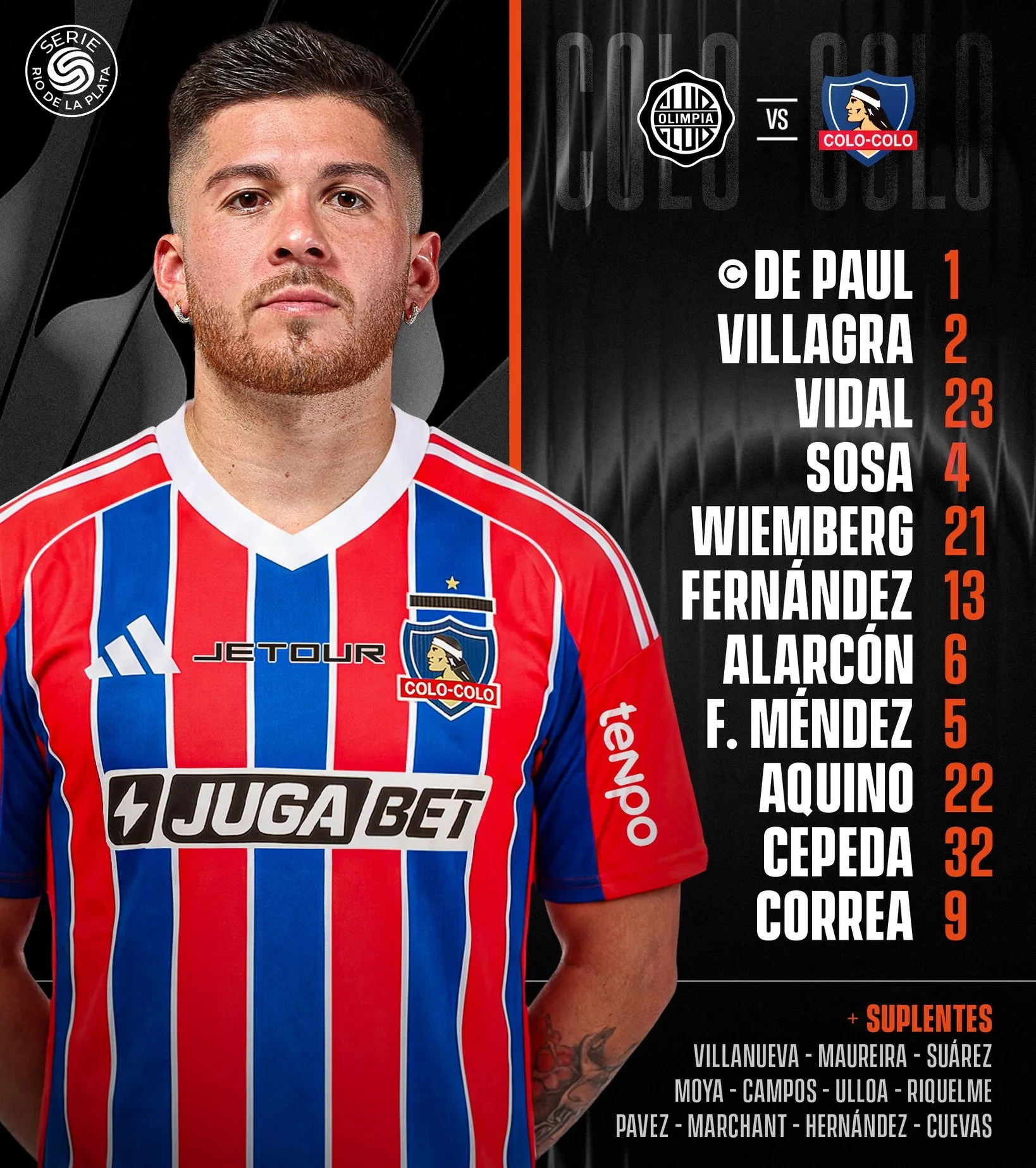 La formación de Colo Colo vs. Olimpia.