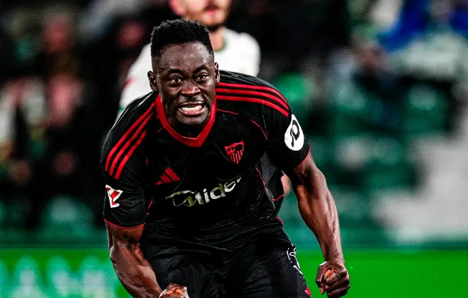 Akor Adams salvó al Sevilla de una derrota que estaba prácticamente sellada (Foto: Sevilla FC)