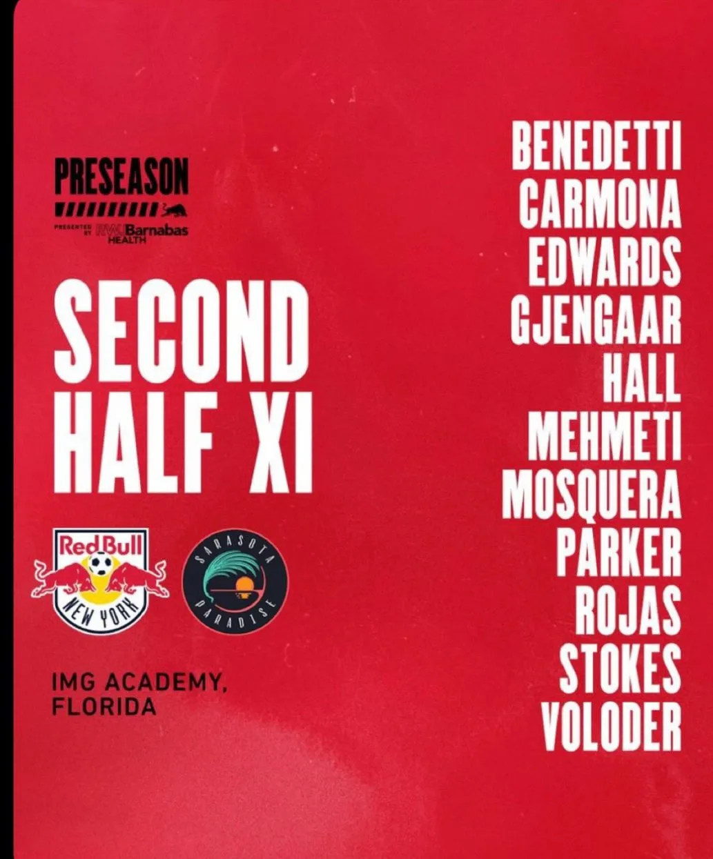 La segunda formación del NY Red Bull