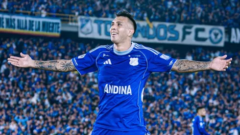 El ex U. de Chile celebra un nuevo tanto en Millonarios
