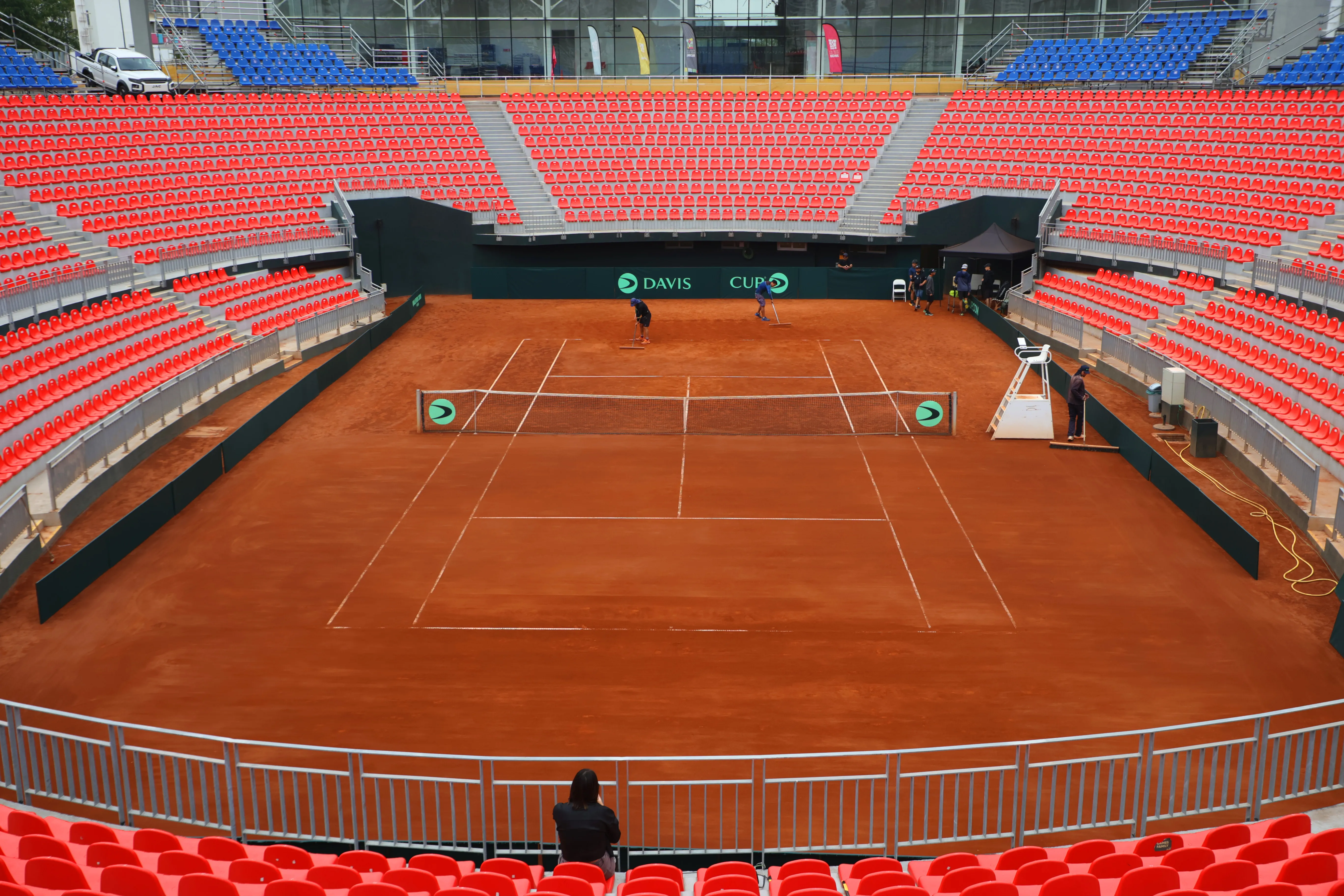 El Court Central del Estadio Nacional está listo para recibir la serie de Chile vs. Serbia por la Copa Davis. (Foto: Dragomir Yankovic/Photosport)