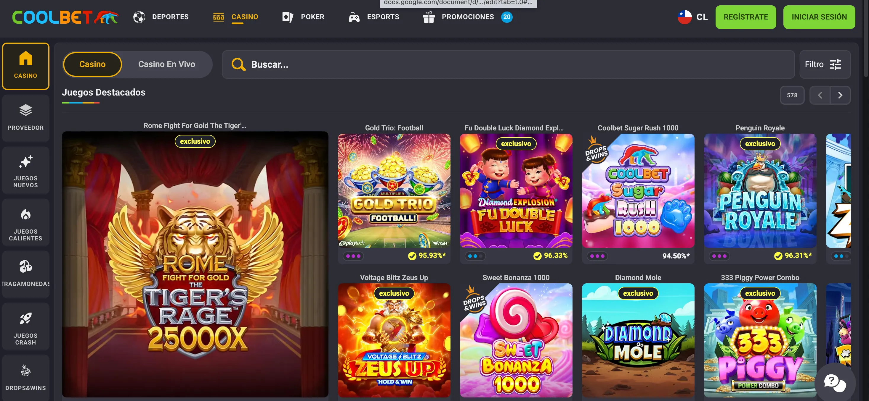 Sección Coolbet Casino