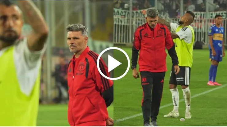 Fría reacción de Fernando Ortiz con Arturo Vidal en Colo Colo.