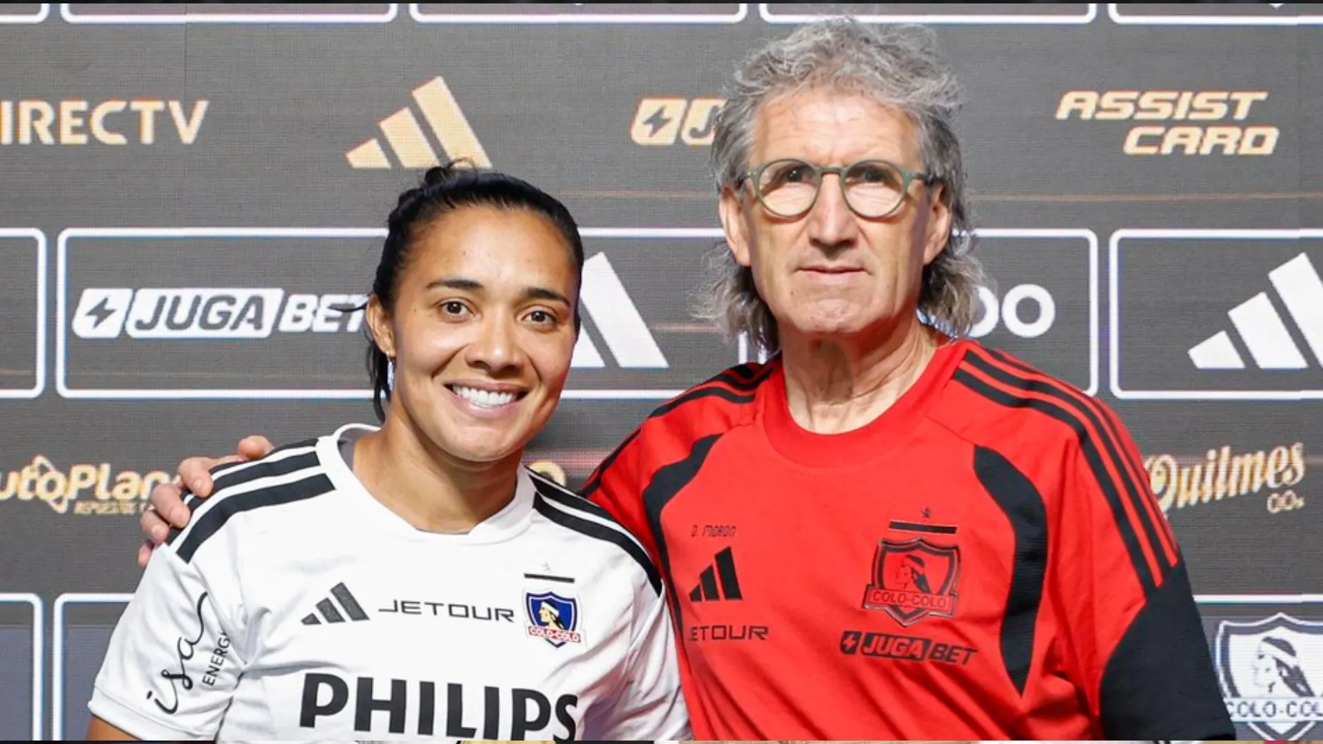 Némen junto a Daniel Morón en su presentación en Colo Colo | FOTO: Colo Colo