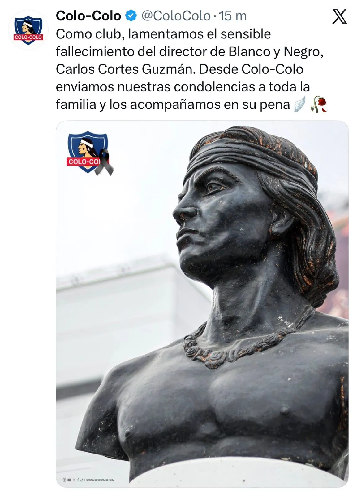 Captura del comunicado de Colo Colo.