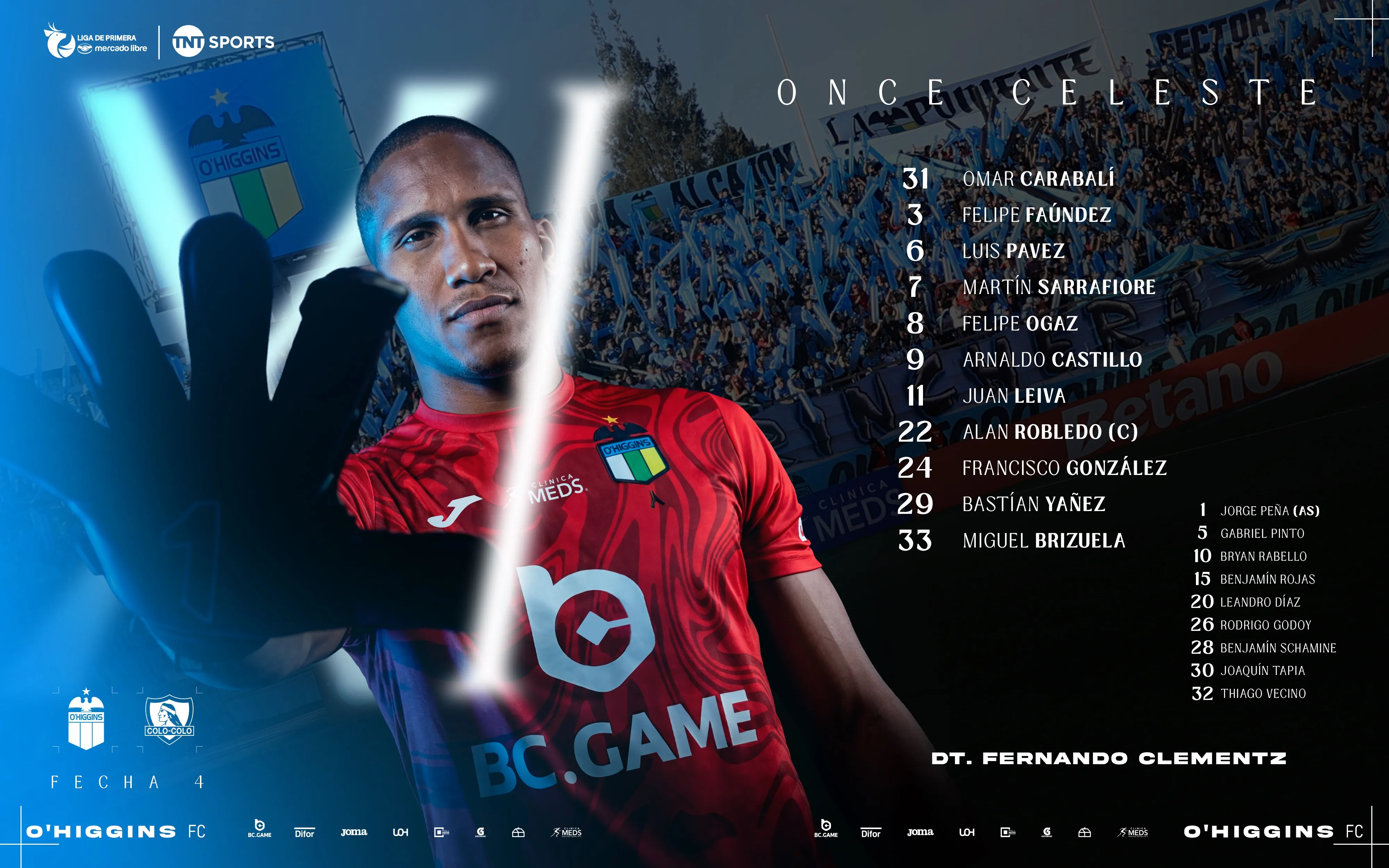 El 11 de O'Higgins para recibir a Colo Colo.