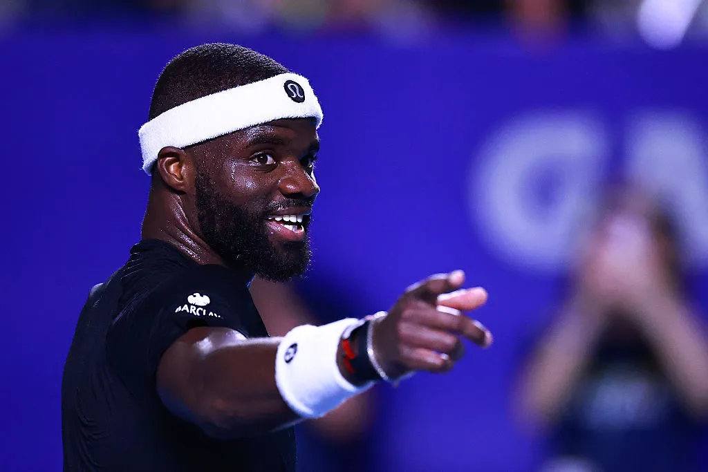 ACAPULCO, MEXICO – FEBRUARY 26: Frances Tiafoe of the U.S. celebrates his victory against Mattia Bellucci of Italy during Day 4 of the Telcel ATP 500 Mexican Open 2026 at Arena GNP Seguros on February 26, 2026 in Acapulco, Mexico. (Photo by Manuel Velasquez/Getty Images)