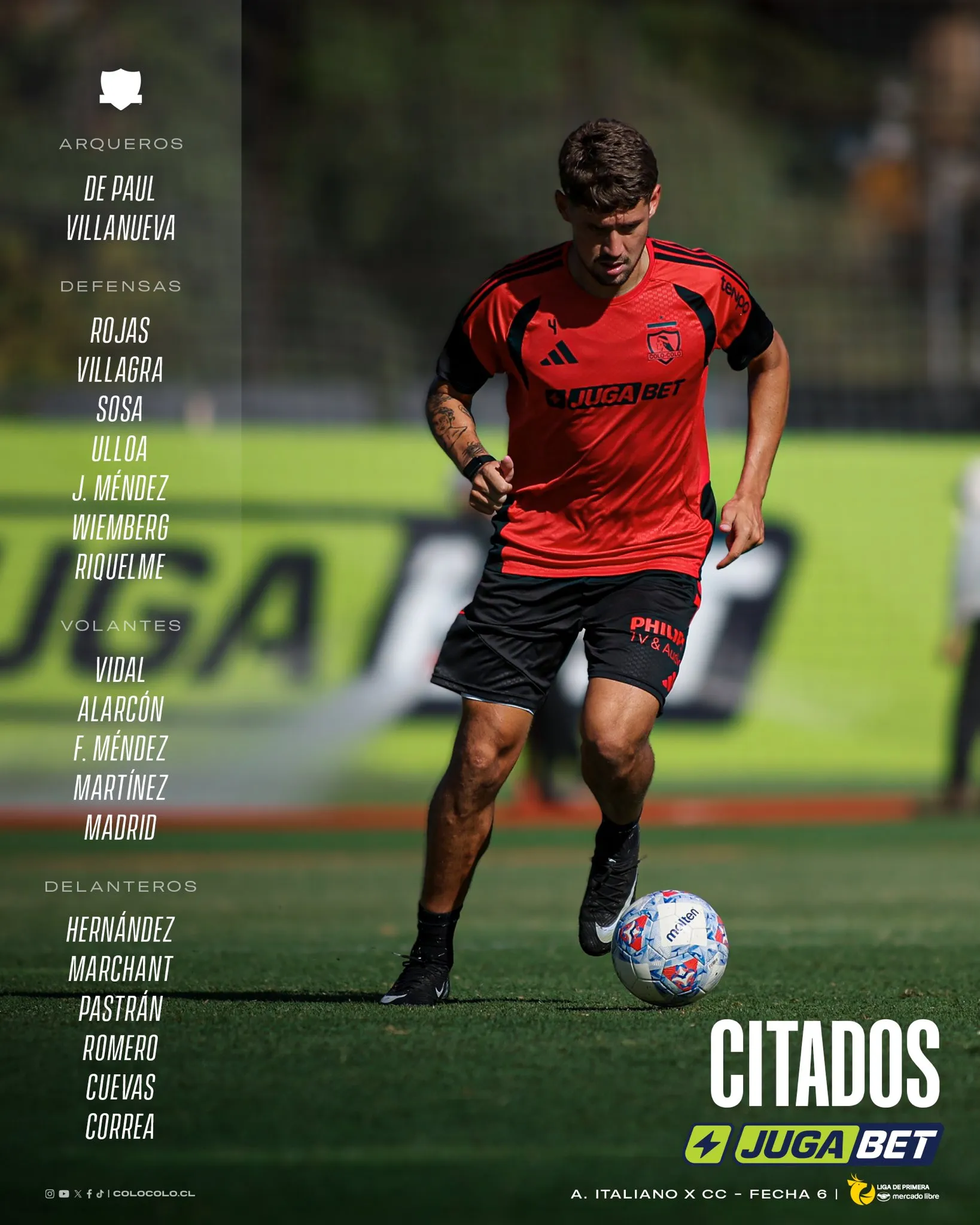 Citación de Colo Colo vs. Audax Italiano.