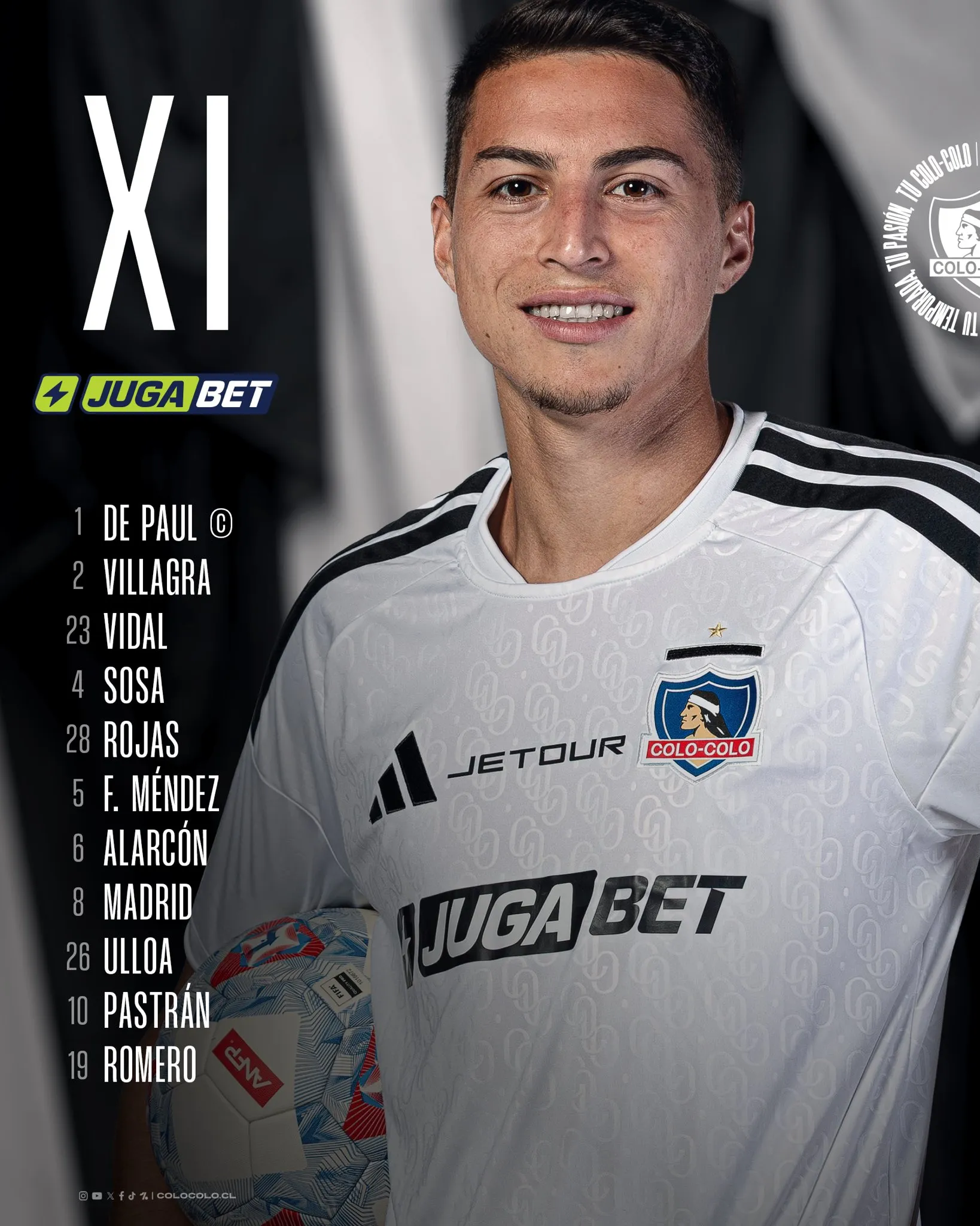 Formación de Colo Colo vs. Audax Italiano.