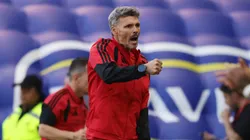 Fernando Ortiz celebra el triunfo de Colo Colo ante Audax Italiano. (Foto: Felipe Zanca/Photosport)