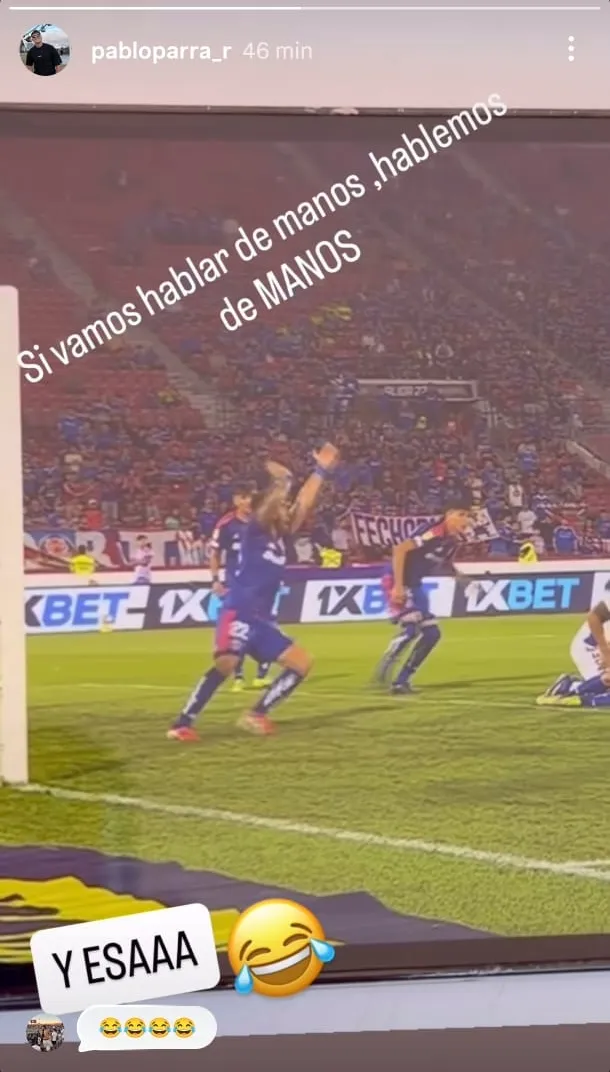 La historia de Pablo Parra en Instagram: le respondió a Universidad de Chile. (Imagen: Instagram)