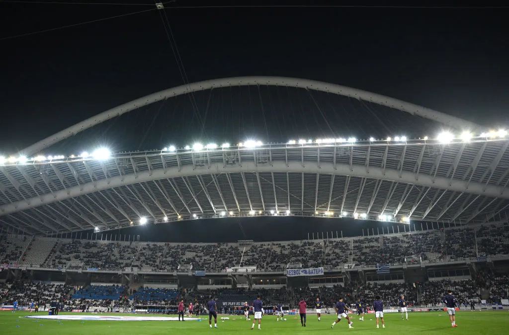 ATHENS, GREECE – NOVEMBER 14: General view inside the stadium prior to the UEFA Nations League 2024/25 League B Group B2 match between Greece and England at Athens Olympic Stadium on November 14, 2024 in Athens, Greece. (Photo by Justin Setterfield/Getty Images)