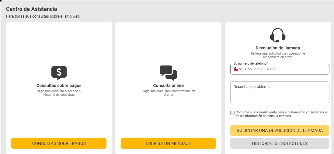 Captura realizada desde la web de Melbet