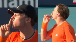 El polémico gesto de Alex Michelsen contra el público chileno en el Miami Open.