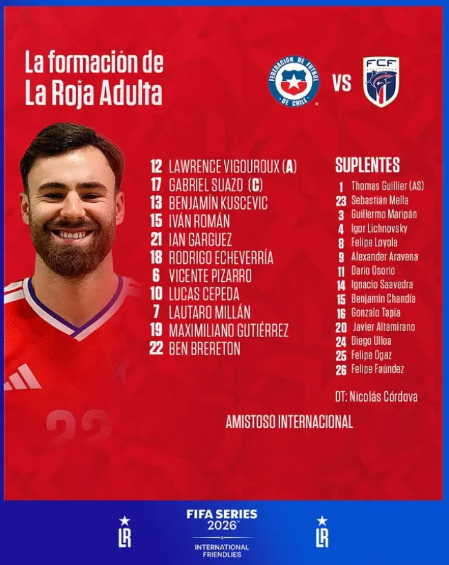 El once de La Roja para enfrentar a Cabo Verde. (Foto: @LaRoja)