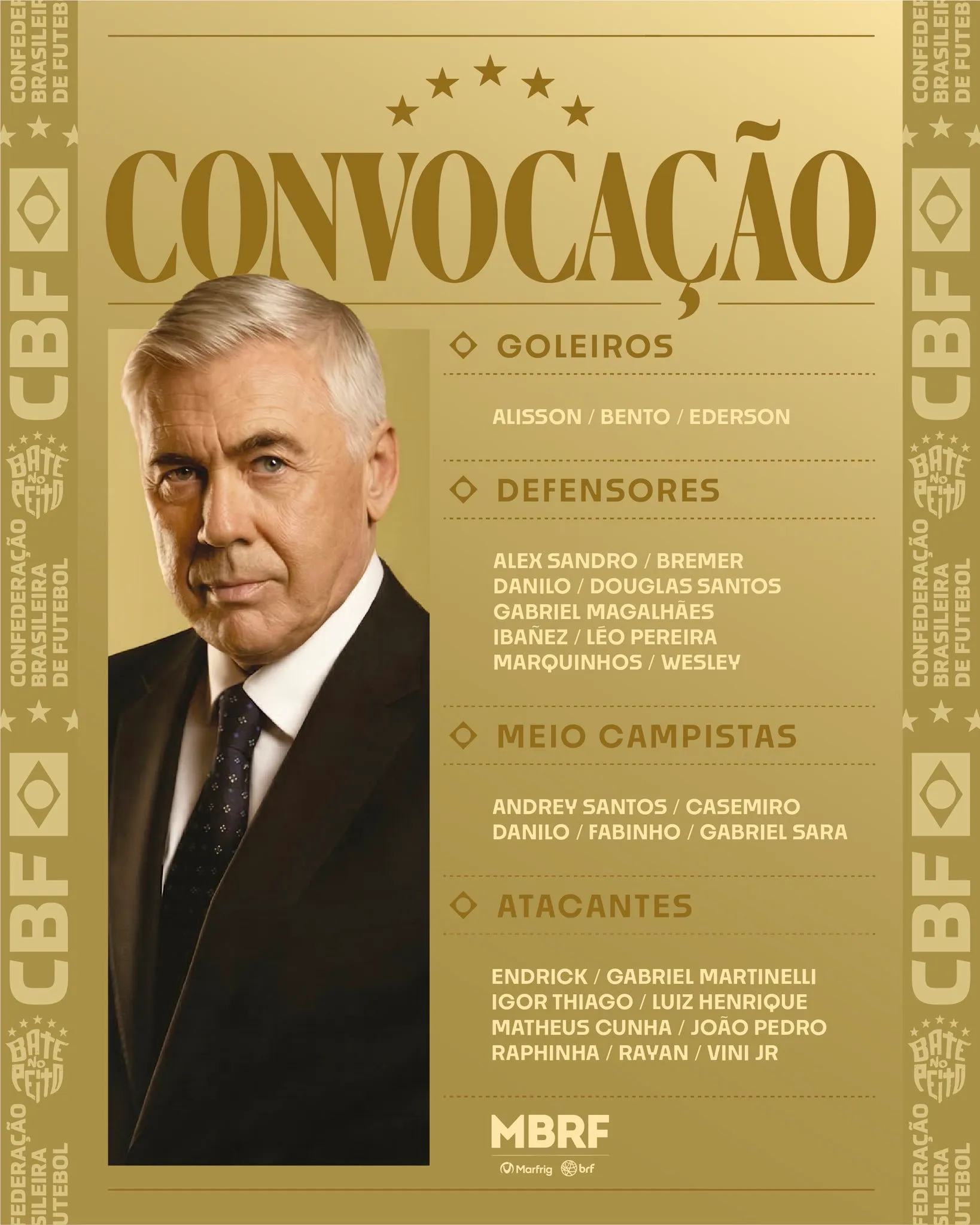 Nómina de Brasil para los amistosos