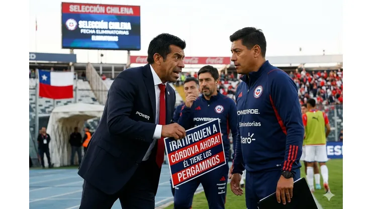 Jorge Potencia Vargas exige a Nicolás Córdova como DT de la selección chilena. (Imagen creada por IA)