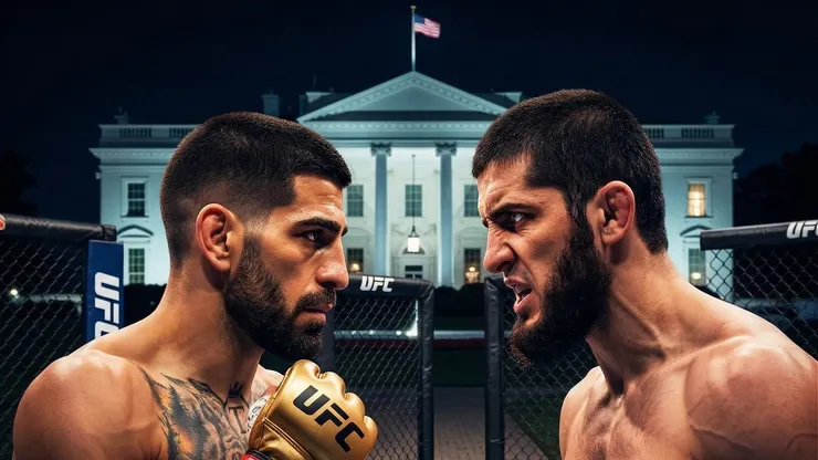 Los campeones de peso welter y peso ligero de UFC siguen causando polémica pese a que no se enfrentarán en la Casa Blanca (Foto creada con IA)