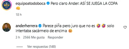 El comentario de Ander Herrera rápidamente captó la atención de los hinchas de Boca | FOTO: Captura