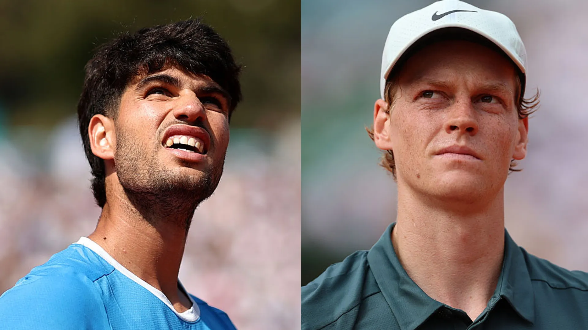 Carlos Alcaraz y Jannik Sinner frente a frente este domingo en Montecarlo (Getty Images).