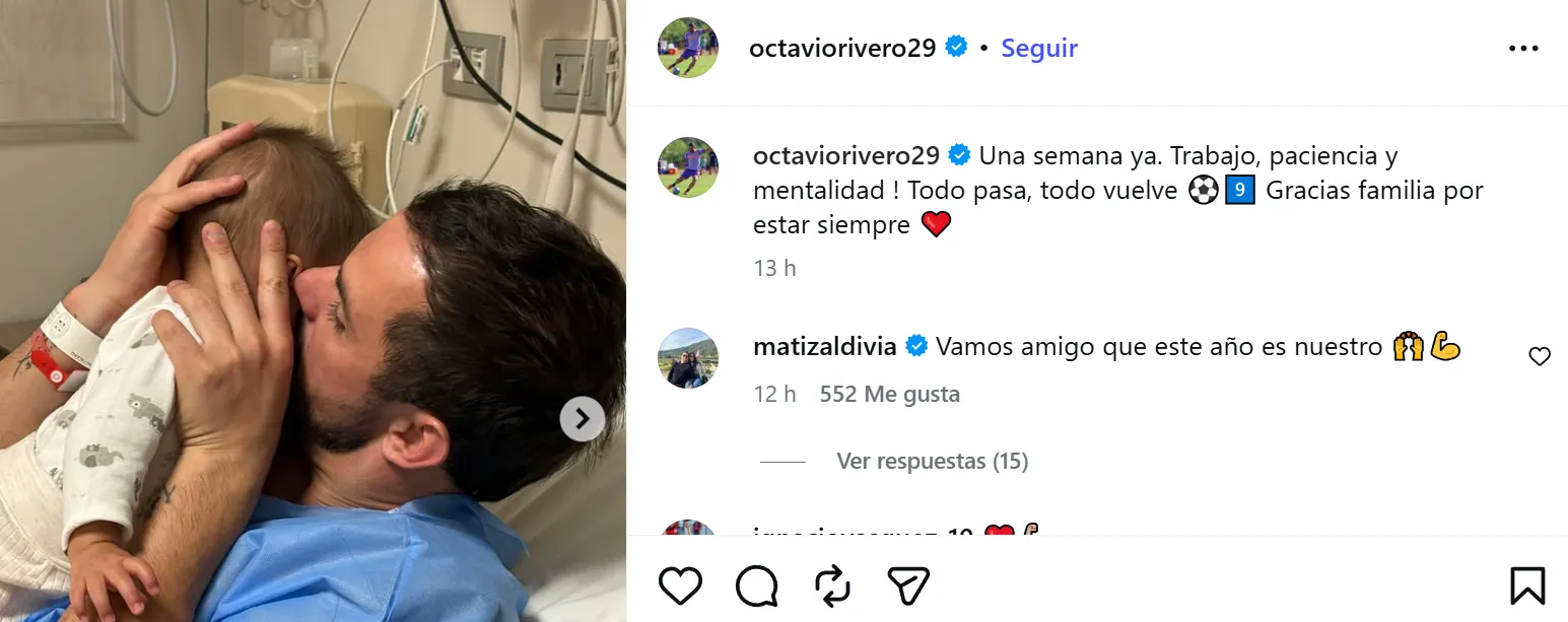 El gesto de Matías Zaldivia con Octavio Rivero en Instagram | FOTO: Captura
