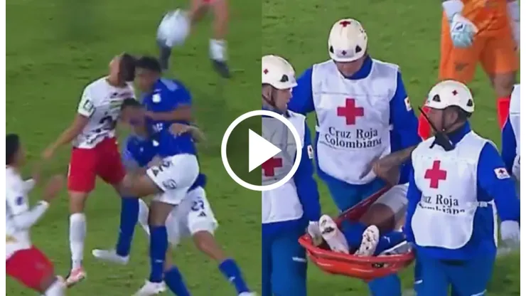 El “Tucu” Contreras debió ser retirado en ambulancia tras el impacto.
