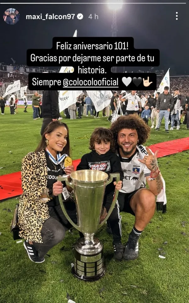 Maxi Falcón no olvida a Colo Colo y “festeja” el 101 aniversario del club.