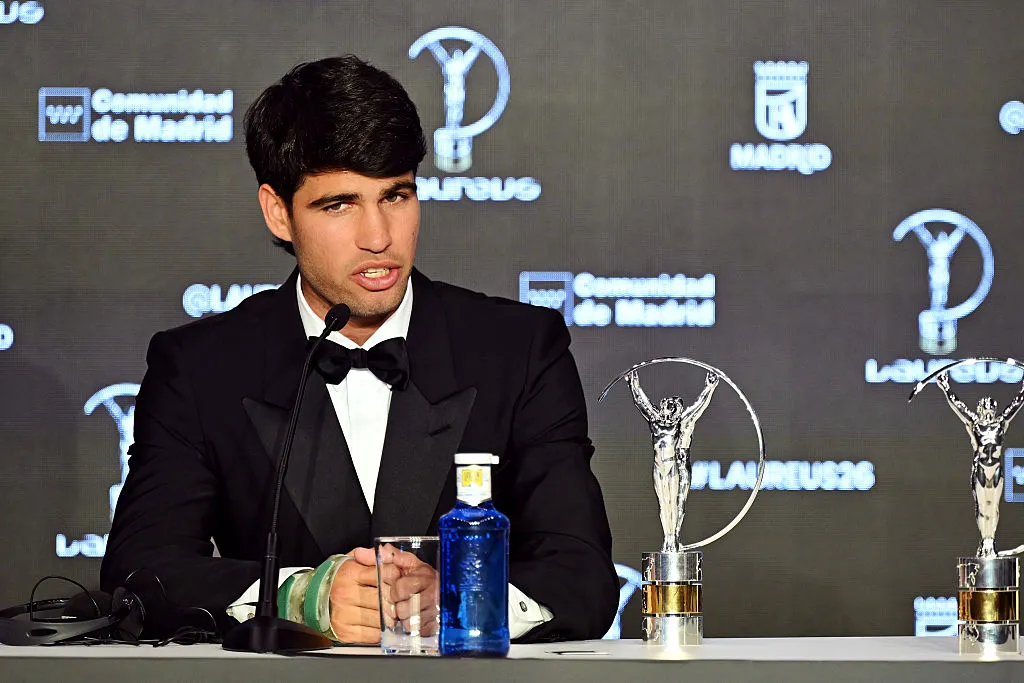 Carlos Alcaraz fue galardoneado como el deportista del año en los “Laureus World Sports Awards” (Getty).