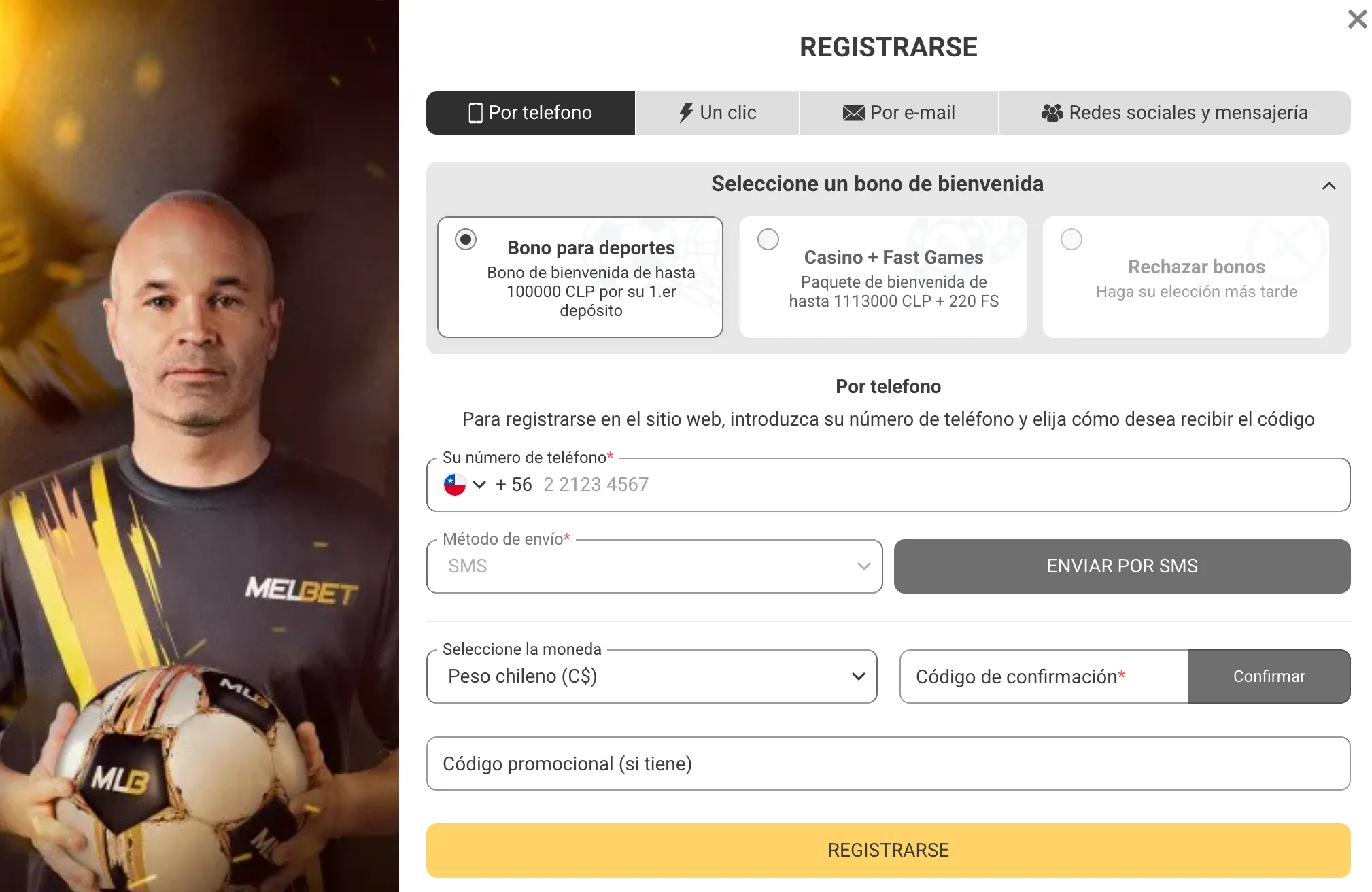 Captura de Melbet Chile