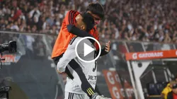 Javier Correa festejó el doblete junto a su hijo. (Foto: Jonnathan Oyarzún/Photosport)