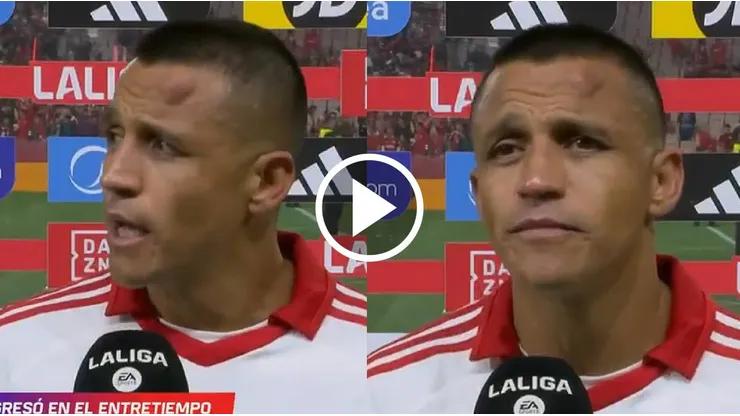 Alexis Sánchez terminó el encuentro con un evidente golpe en la frente.