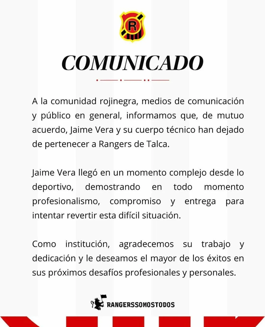 Comunicado de Rangers de Talca