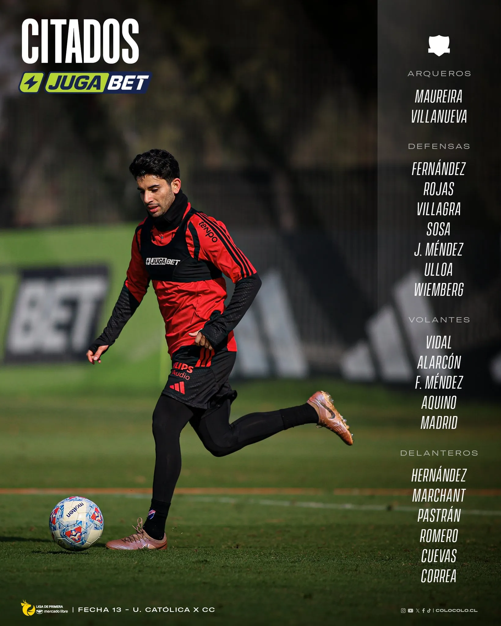 La citación de Colo Colo vs. Universidad Católica. (Foto: @ColoColo)