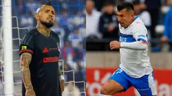 Arturo Vidal y Gary Medel se reencontraron en el Claro Arena. (Foto: Photosport)