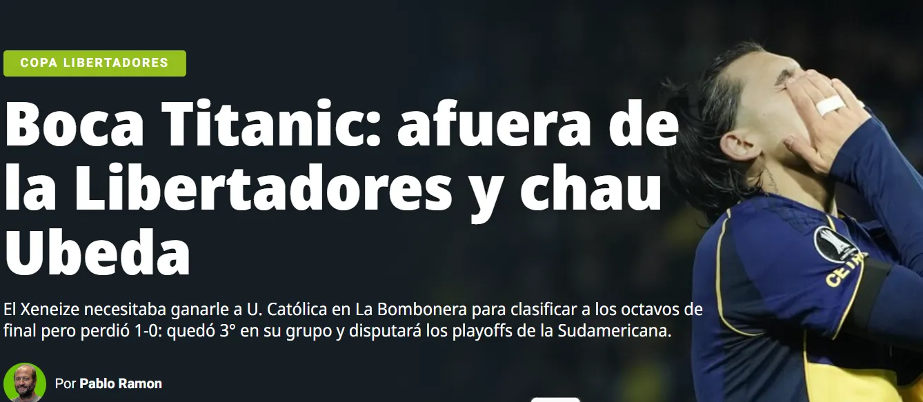 Portada de Diario Olé.