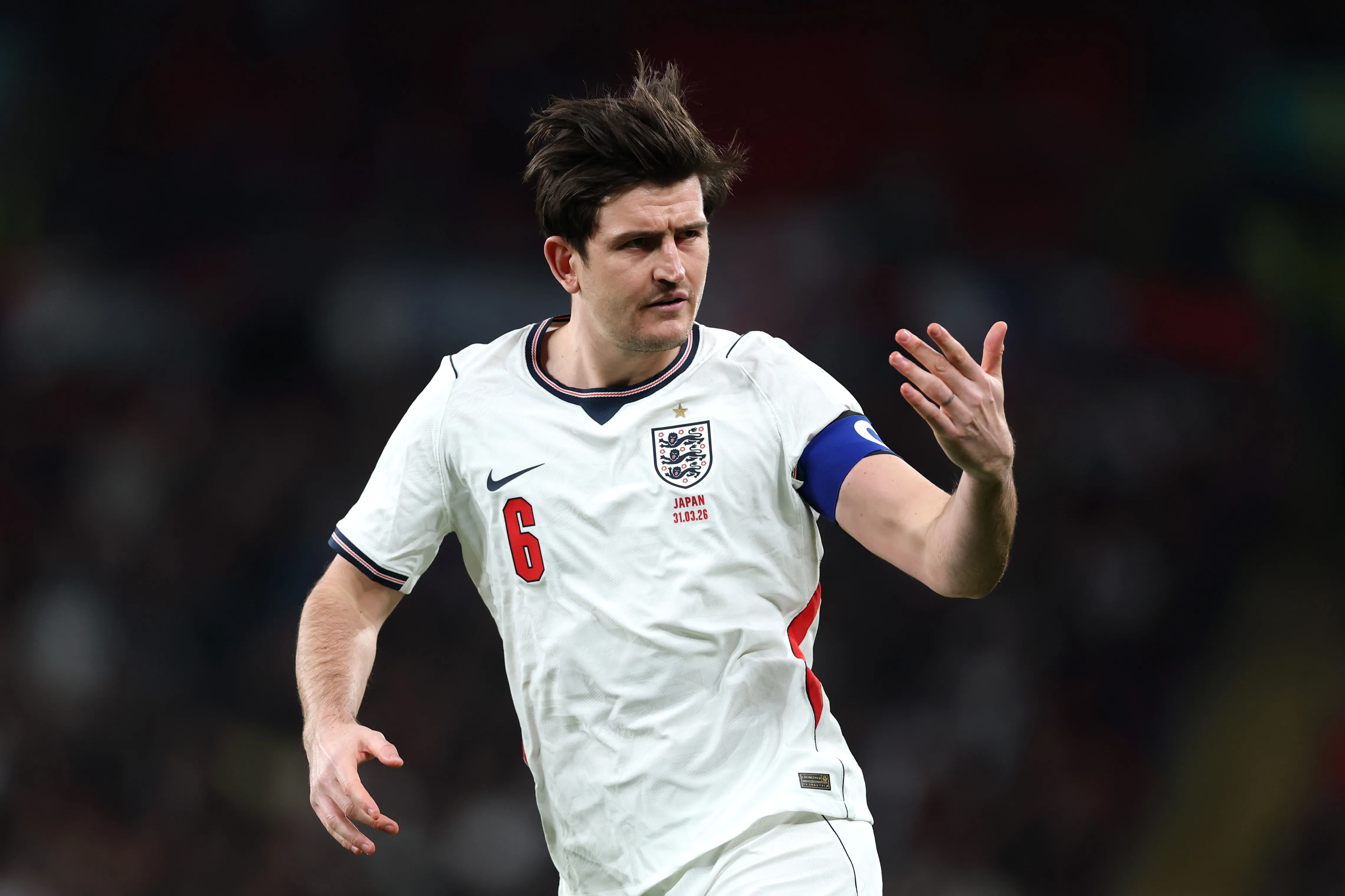 Harry Maguire portó en varias oportunidades la jineta de capitán de Inglaterra | FOTO: Justin Setterfield/Getty Images